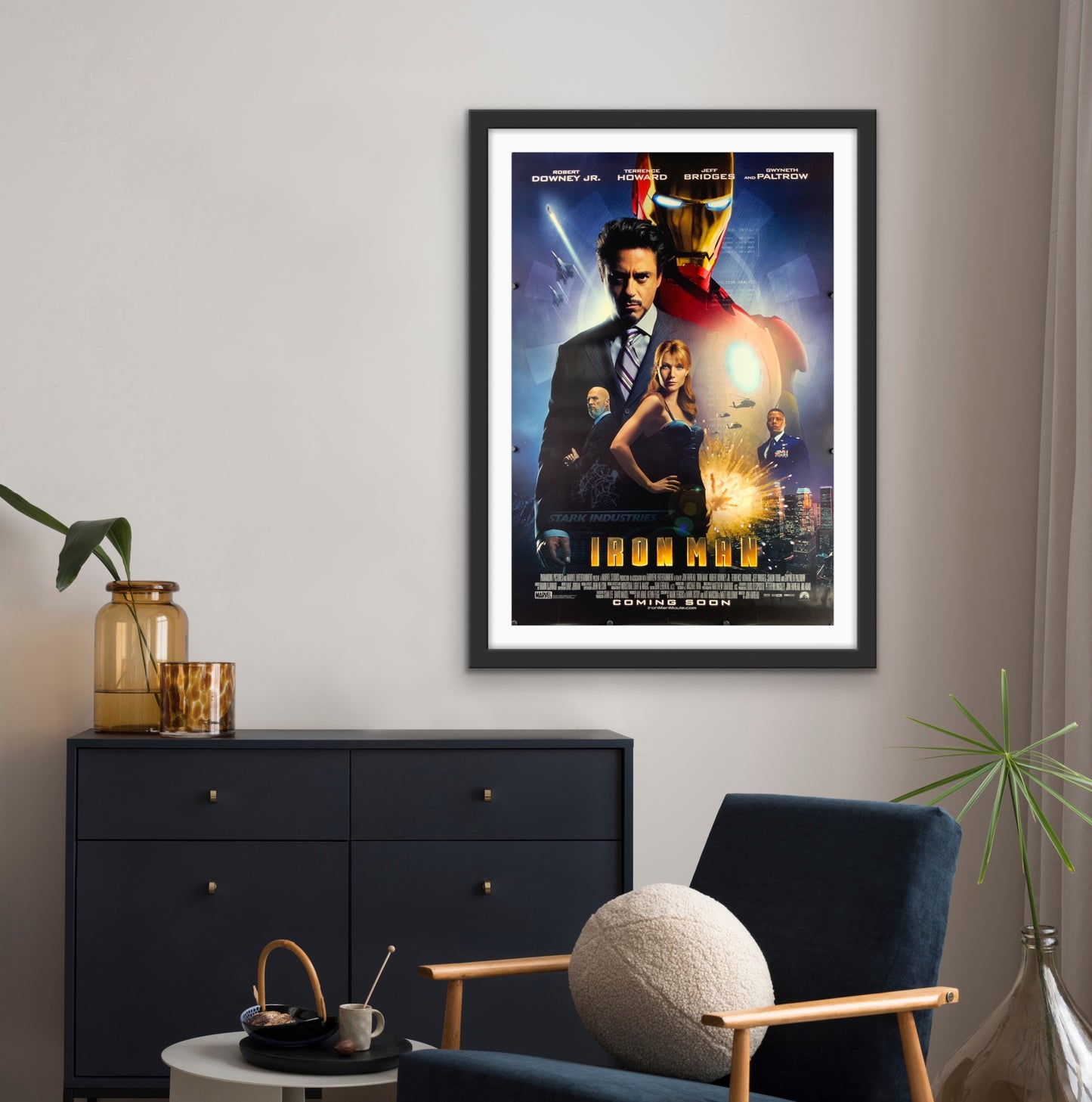 An original movie poster for the Marvel MCU film Iron Man (2008)