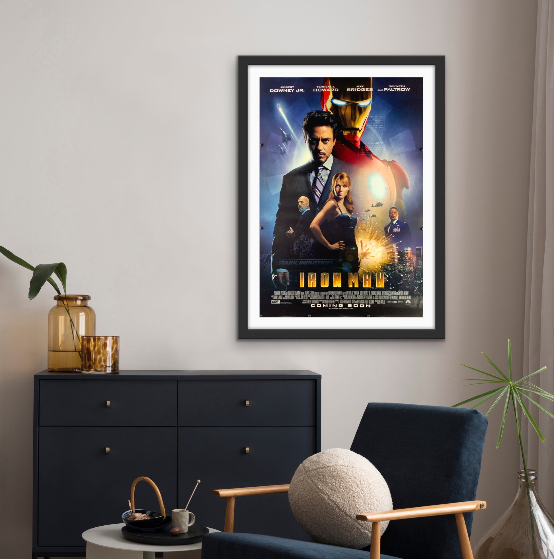 An original movie poster for the Marvel MCU film Iron Man (2008)