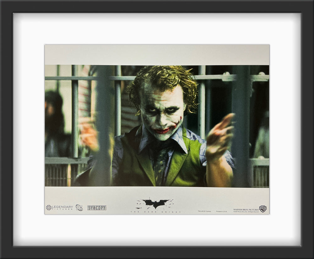 An original 11x14 lobby card for the Batman film The Dark Knight