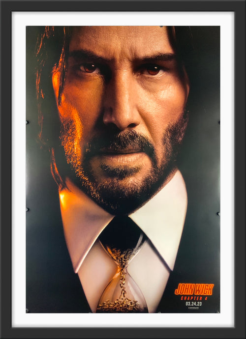 An original movie poster for the Keanu Reeves film John Wick Chapter 4