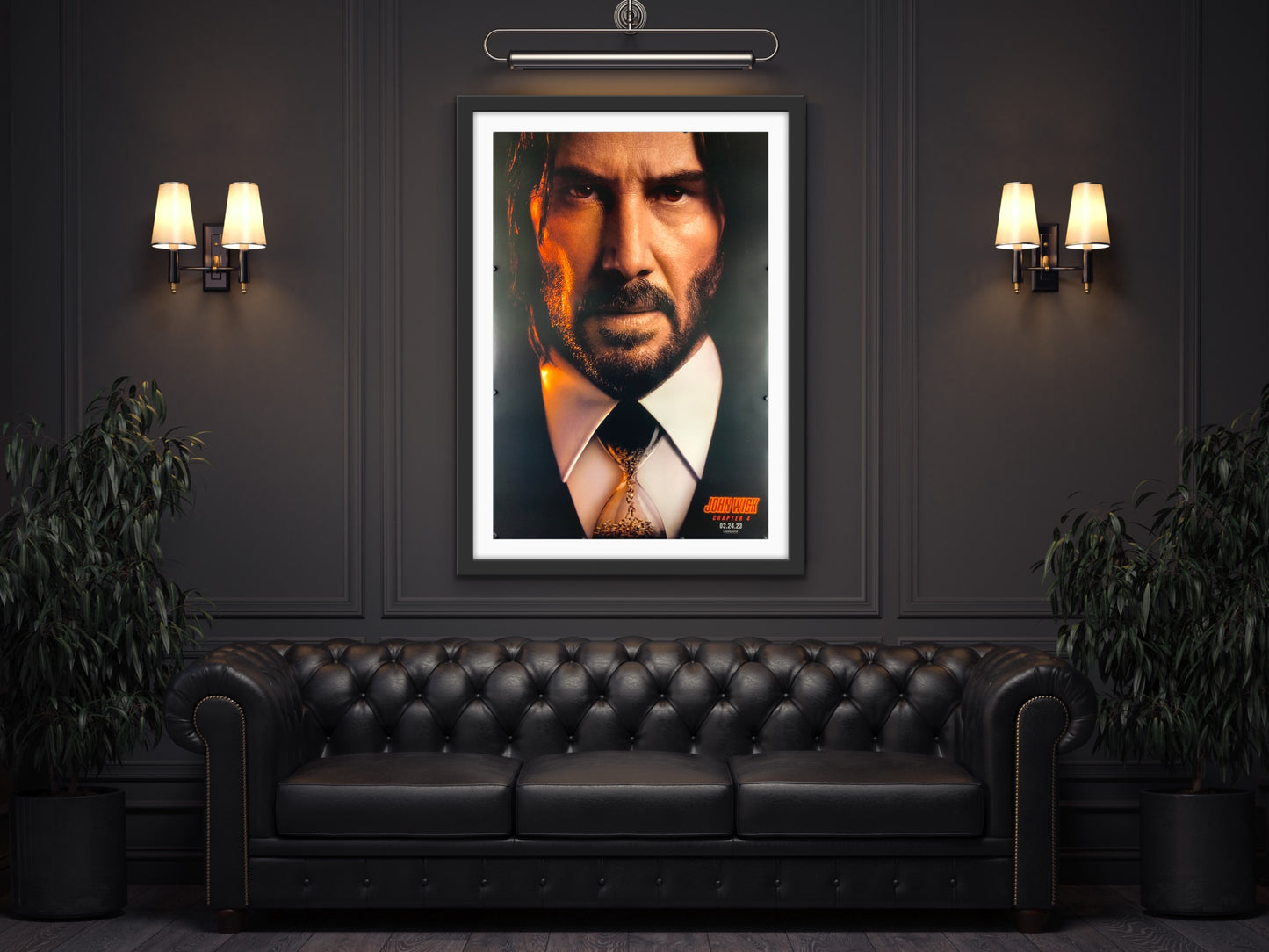 An original movie poster for the Keanu Reeves film John Wick Chapter 4