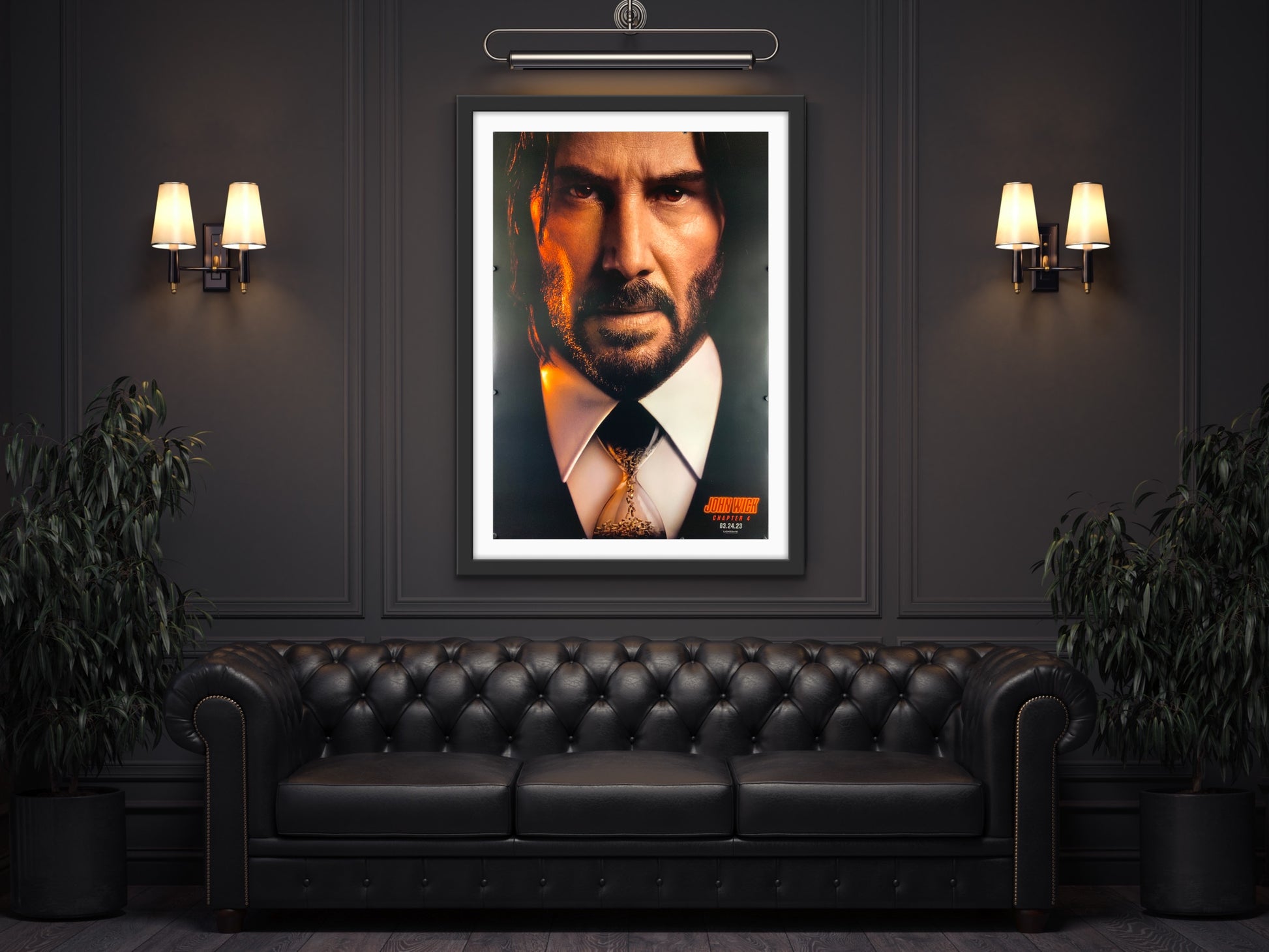 An original movie poster for the Keanu Reeves film John Wick Chapter 4