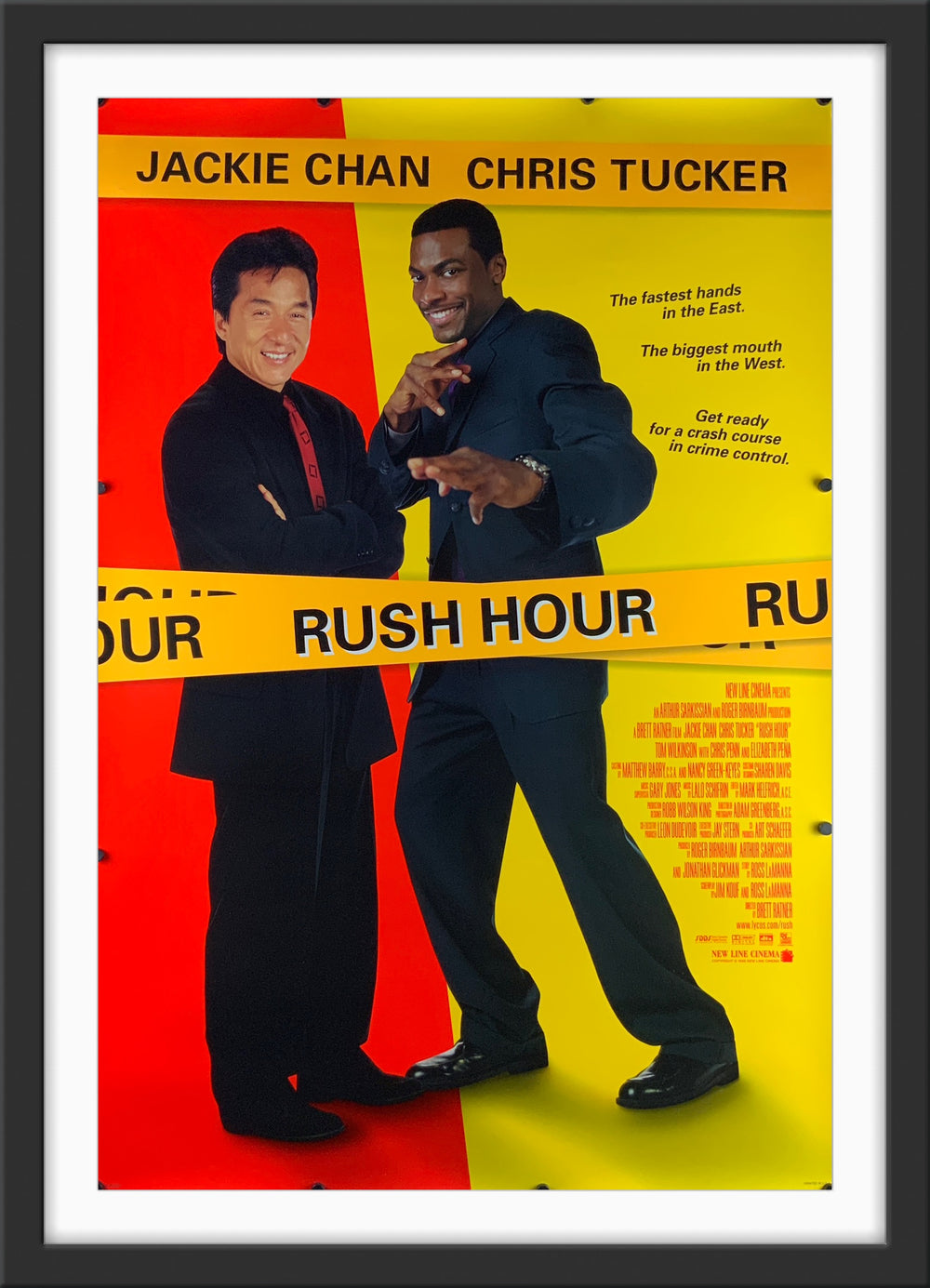 An original movie poster for the Jackie Chan film Rush Hour