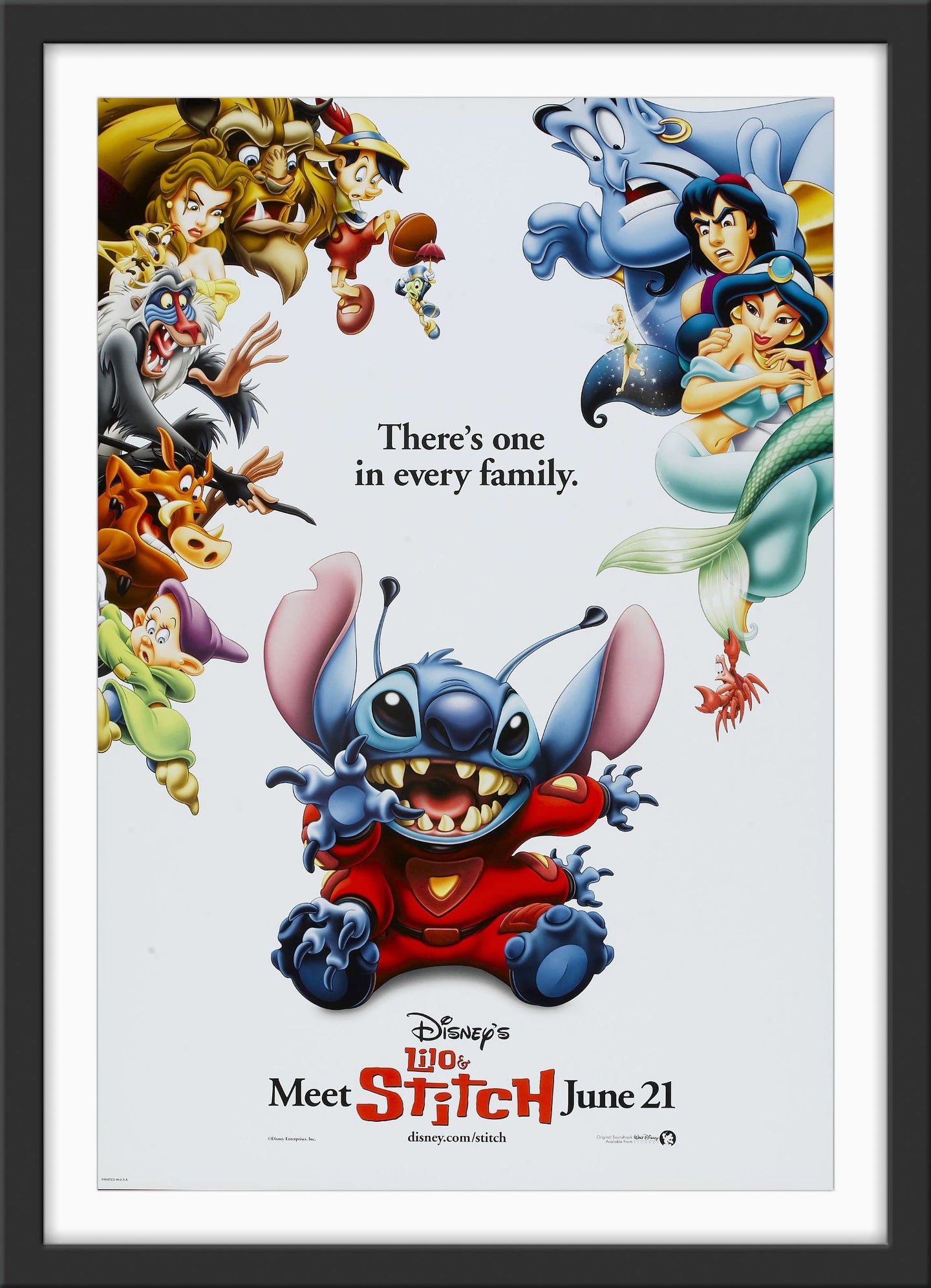 An original movie poster for the Disney animated film Lilo and Stitch
