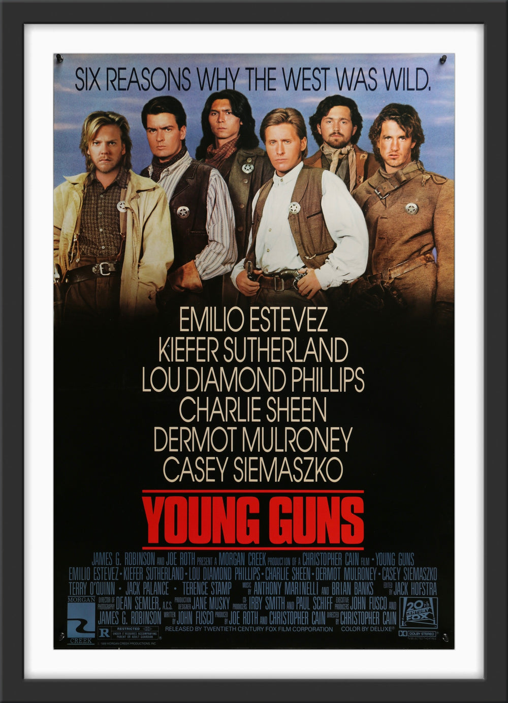 An original movie poster for the film Young Guns