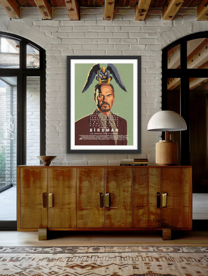 An original movie poster for the Michael Keaton film Birdman or (The Unexpected Virtue of Ignorance)