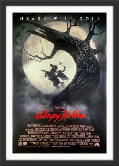 An original movie poster for the Tim Burton film Sleepy Hollow