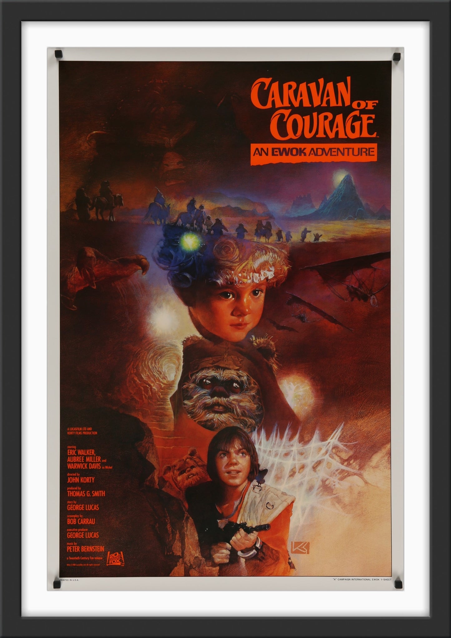 An incredible movie poster for the Star Wars film Caravan of Courage : An Ewok Adventure