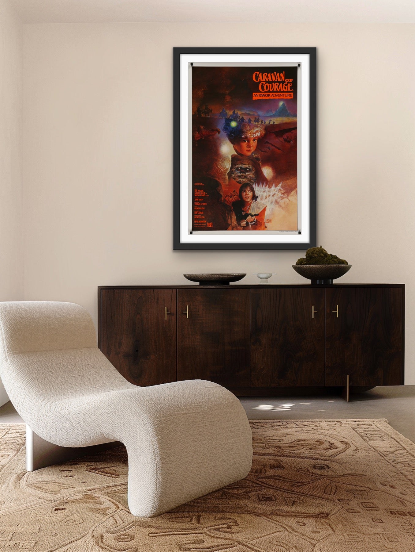 An incredible movie poster for the Star Wars film Caravan of Courage : An Ewok Adventure