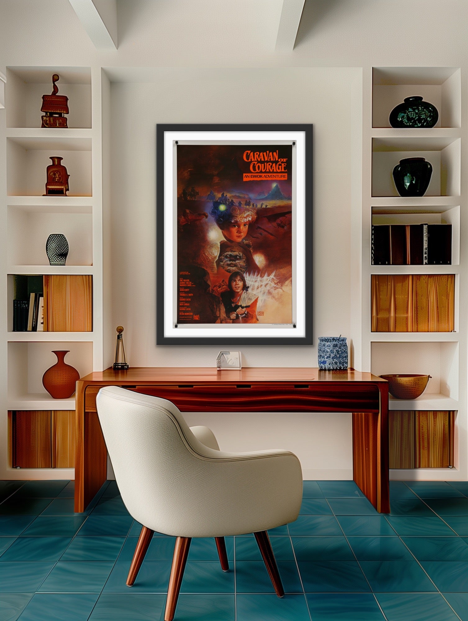 An incredible movie poster for the Star Wars film Caravan of Courage : An Ewok Adventure