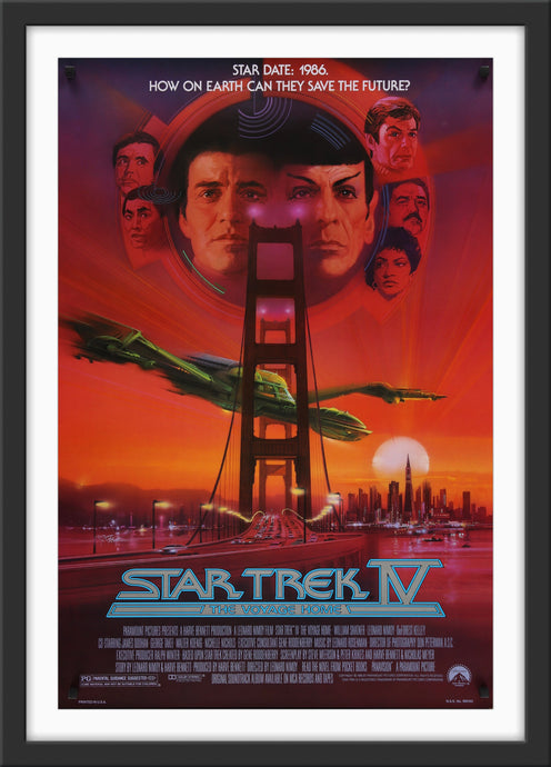 An original movie poster with artwork by Bob Peak for the film Star Trek IV / 4 The Voyage Home