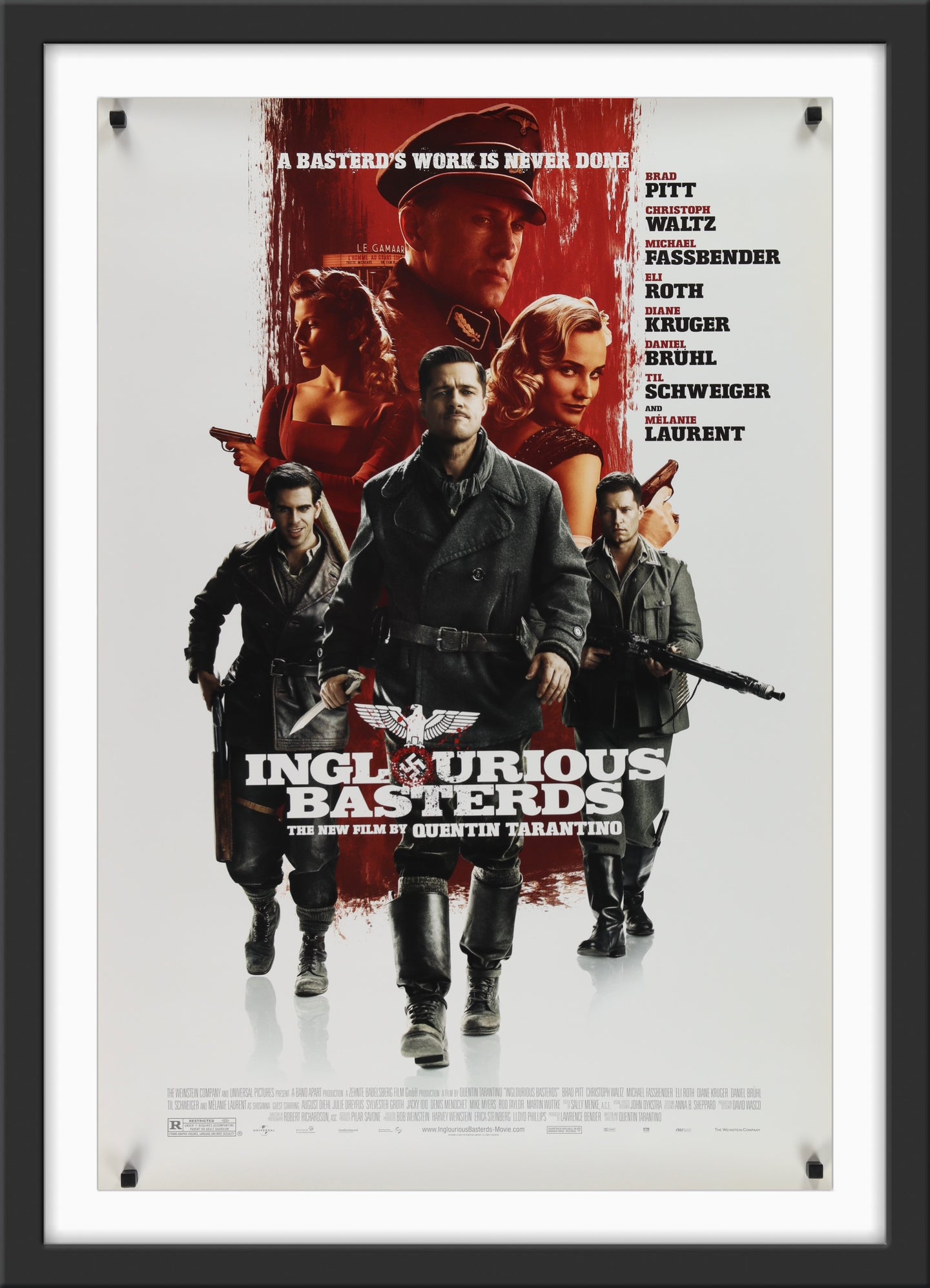 An original movie poster for the Quentin Tarantino film Inglourious Basterds
