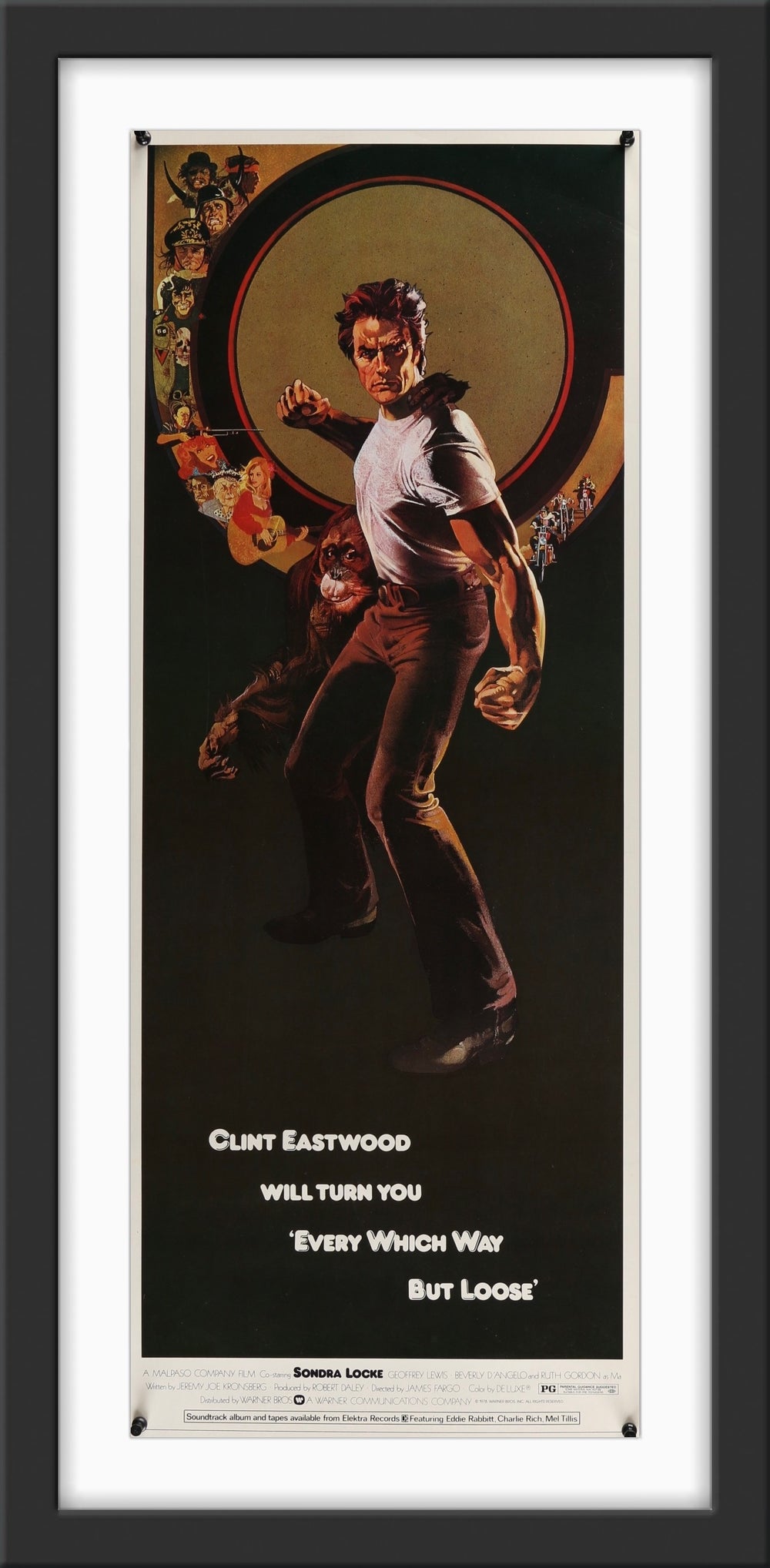 An original movie poster for the Clint Eastwood film Every Which Way But Loose with artwork by Bob Peak
