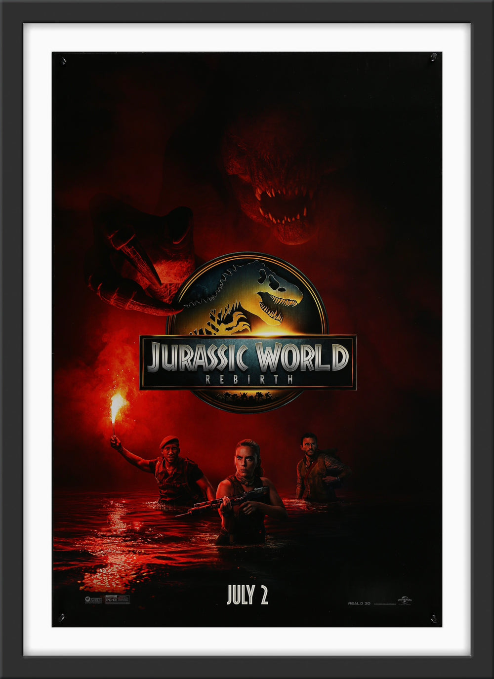 An original movie poster for the film Jurassic Park sequel Jurassic World Rebirth