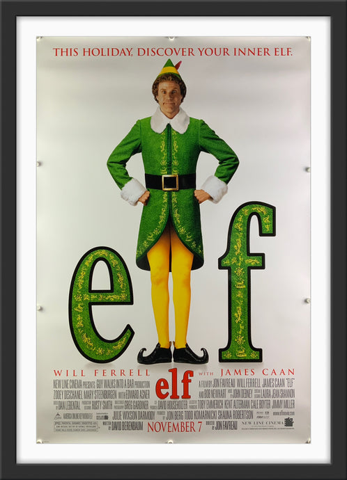 An original movie poster for the Will Ferrell Christmas film Elf