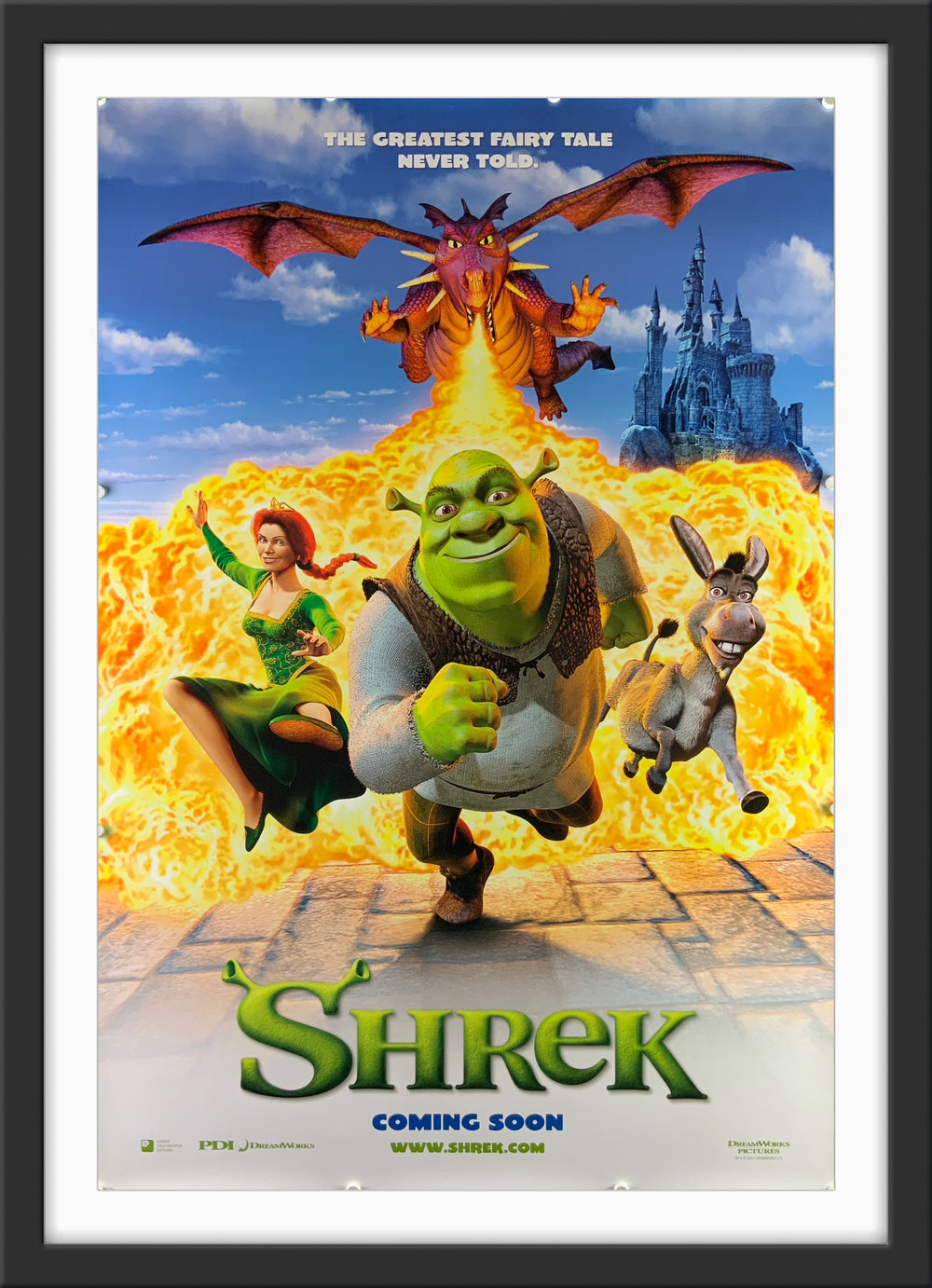 An original movie poster for the film Shrek