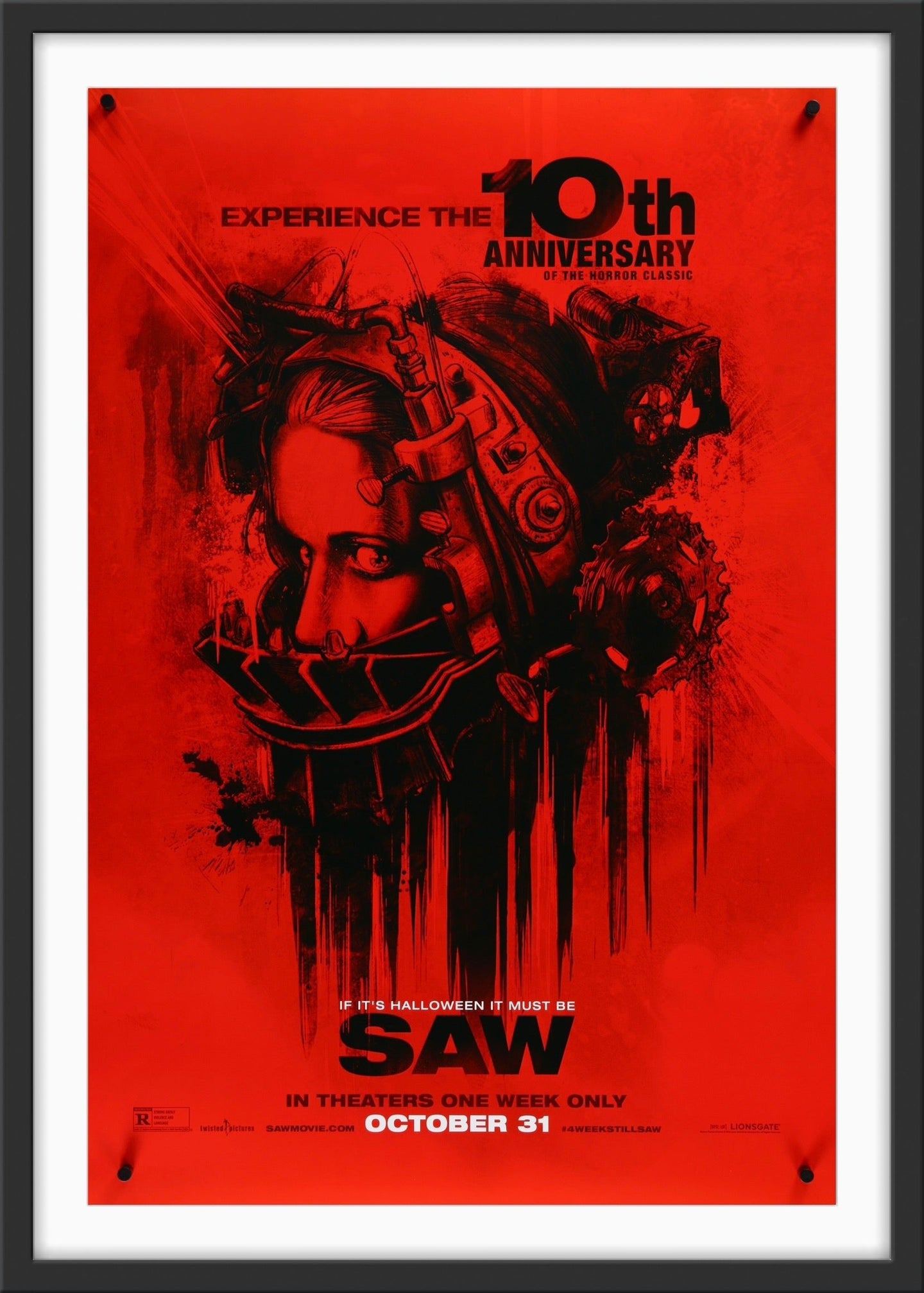 An original movie poster for the Horror film Saw