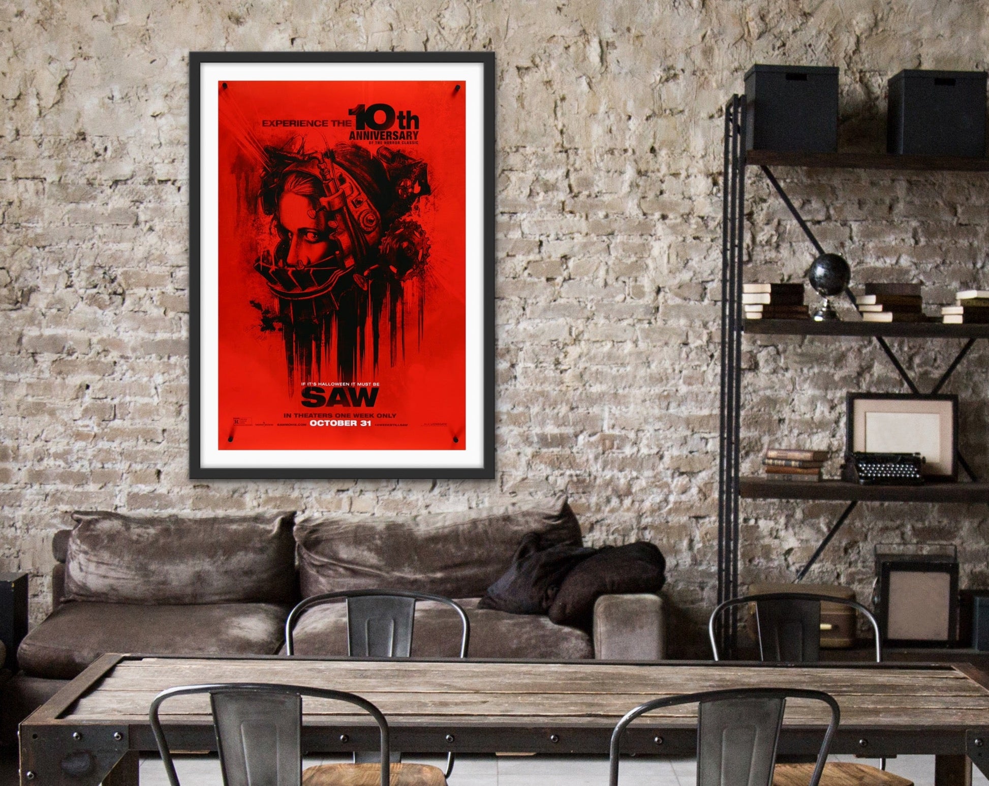 An original movie poster for the Horror film Saw