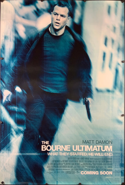 An original movie poster for the Matt Damon film The Bourne Ultimatum