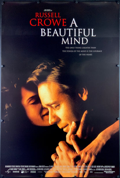 An original movie poster for the Russell Crowe film A Beautiful Mind