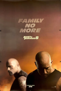 An original movie poster for the film The Fate of the Furious . Fast and Furious 8