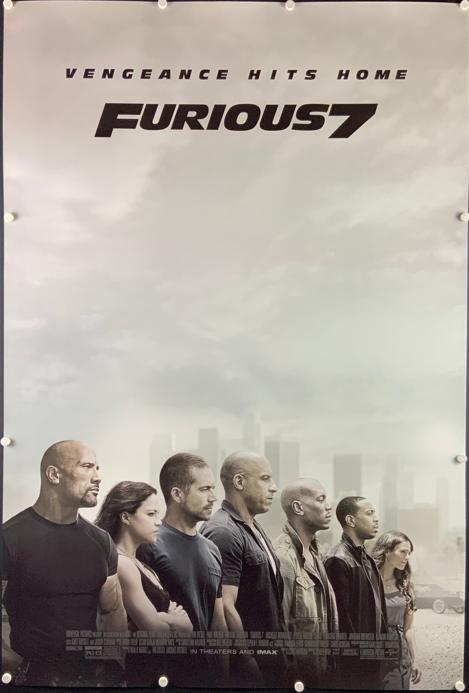 An original movie poster for the film Fast and Furious 7