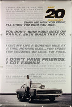 Load image into Gallery viewer, An original movie poster for the twentieth anniversary release of 2001&#39;s The Fast and the Furious