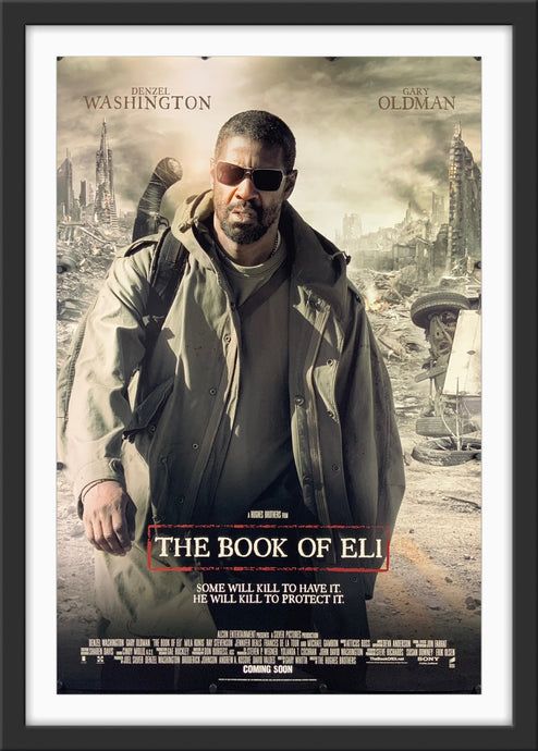 An original movie poster for the Denzil Washington film The Book of Eli