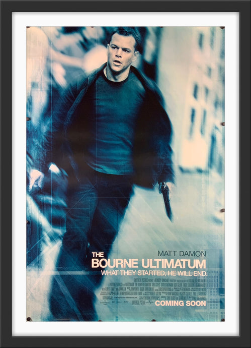 An original movie poster for the Matt Damon film The Bourne Ultimatum