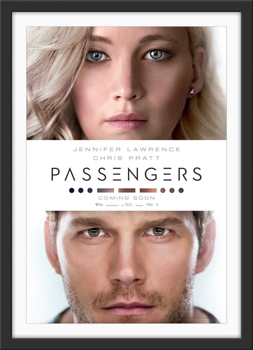 An original movie poster for the 2016 film Passengers