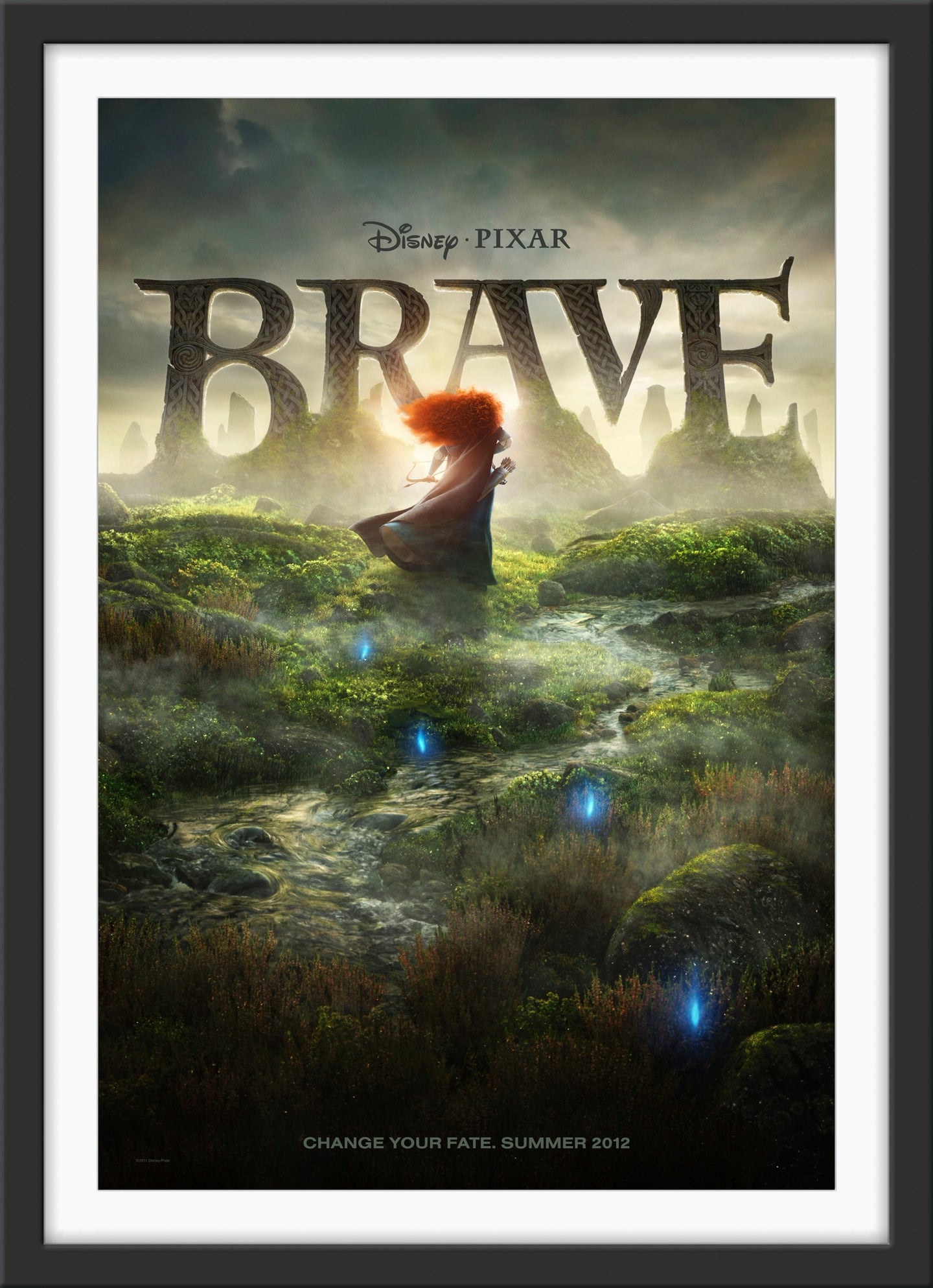 An original movie poster for the animated Disney Pixar film Brave