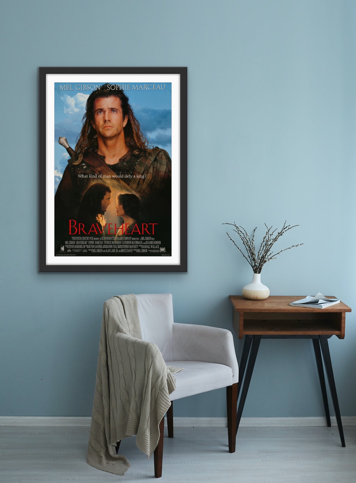 An original movie poster for the Mel Gibson film Braveheart
