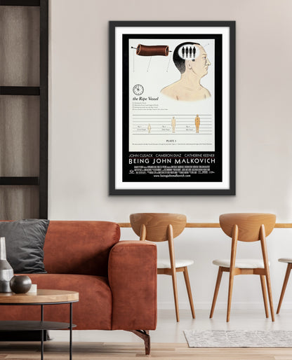 An original movie poster for the Spike Jonze film Being John Malkovich