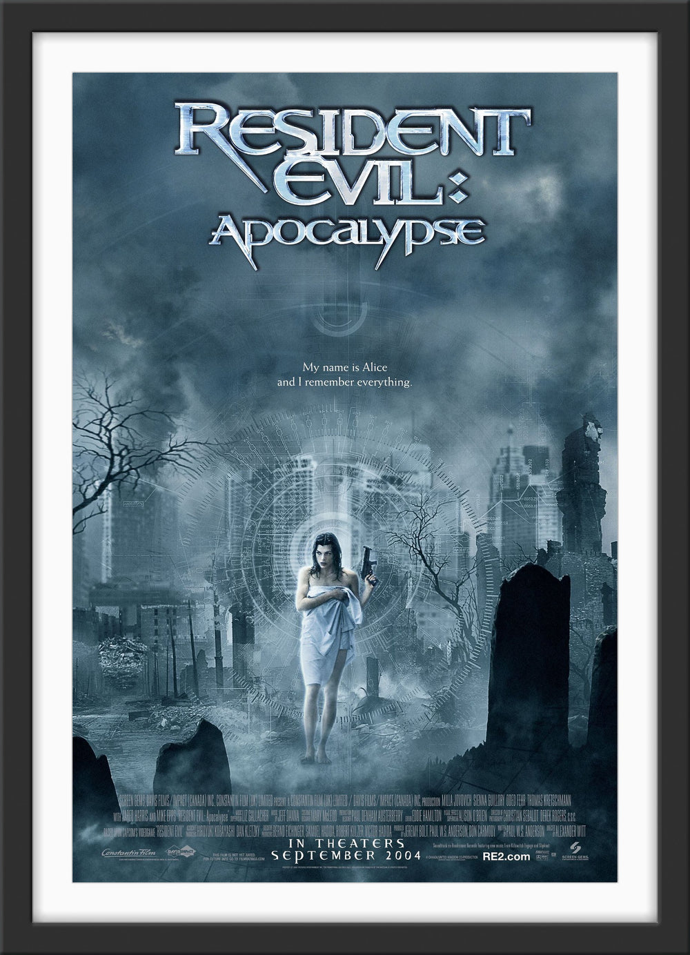 An original movie poster for the film Resident Evil : Apocalypse