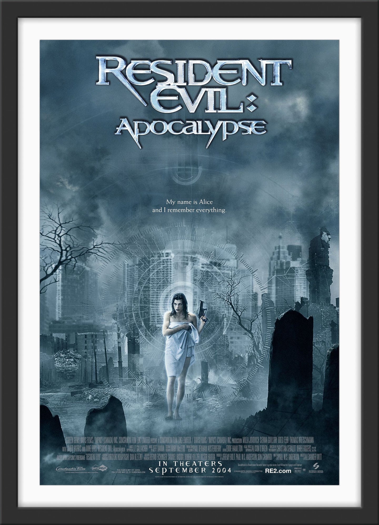 An original movie poster for the film Resident Evil : Apocalypse