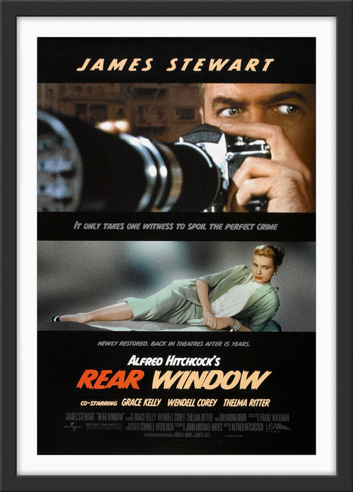 An original movie poster for the Alfred Hitchcock film Rear Window