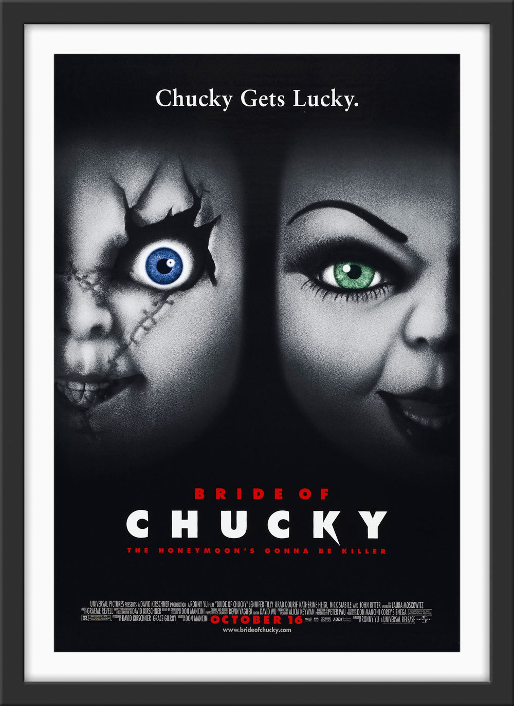 An original movie poster for the film Bride of Chucky (Child's Play 4)