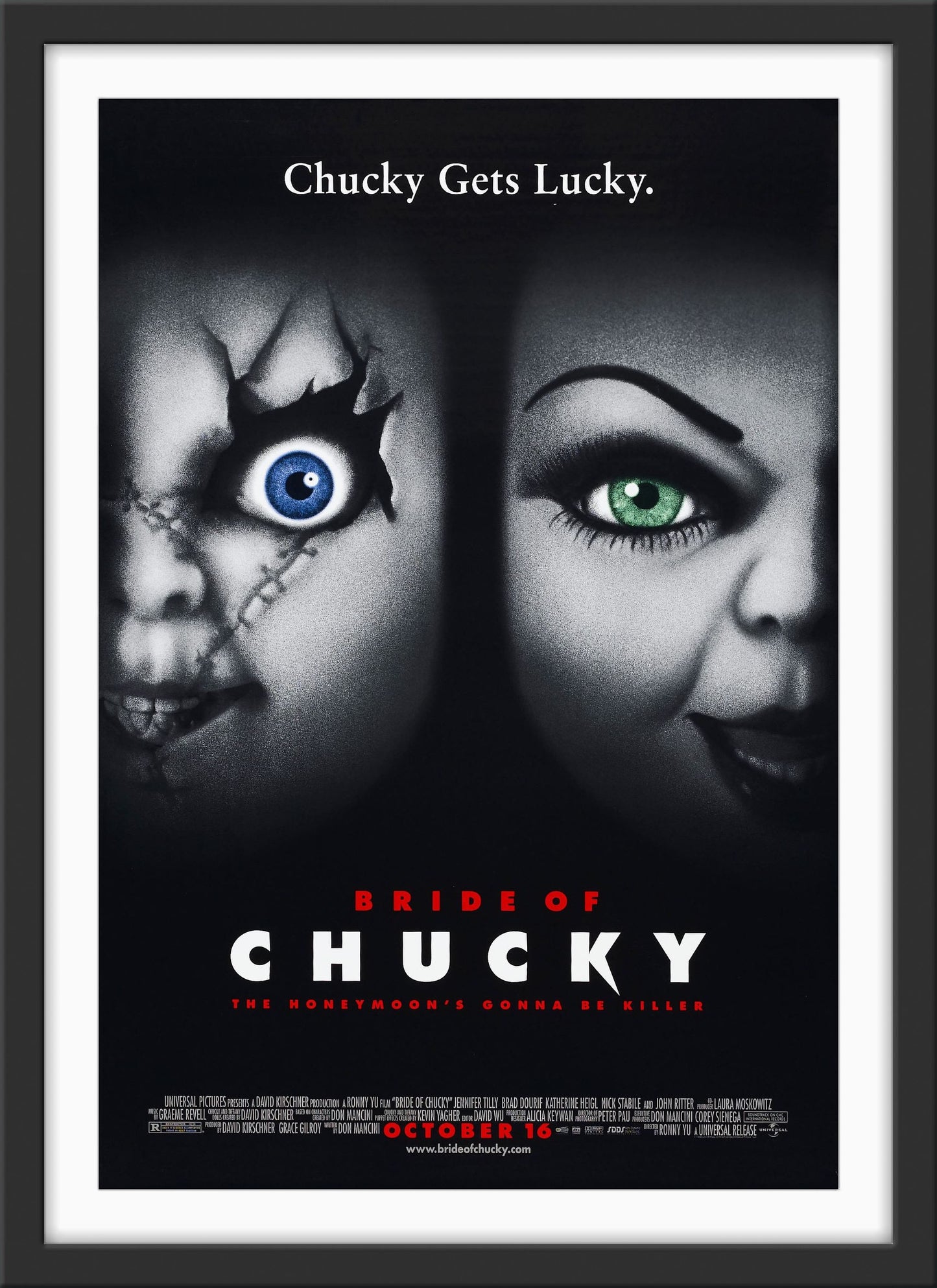 An original movie poster for the film Bride of Chucky (Child's Play 4)