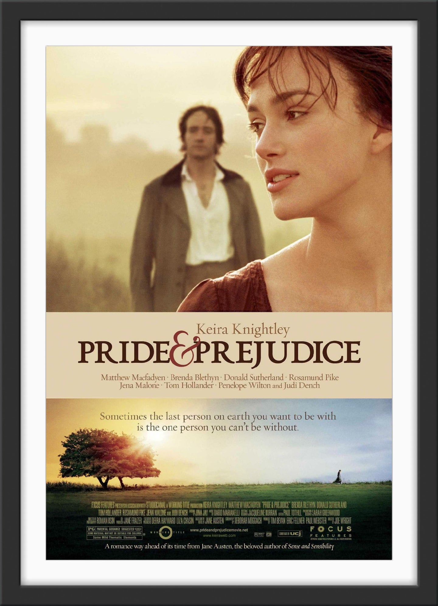 An original movie poster for the Keira Knightley film Pride and Prejudice
