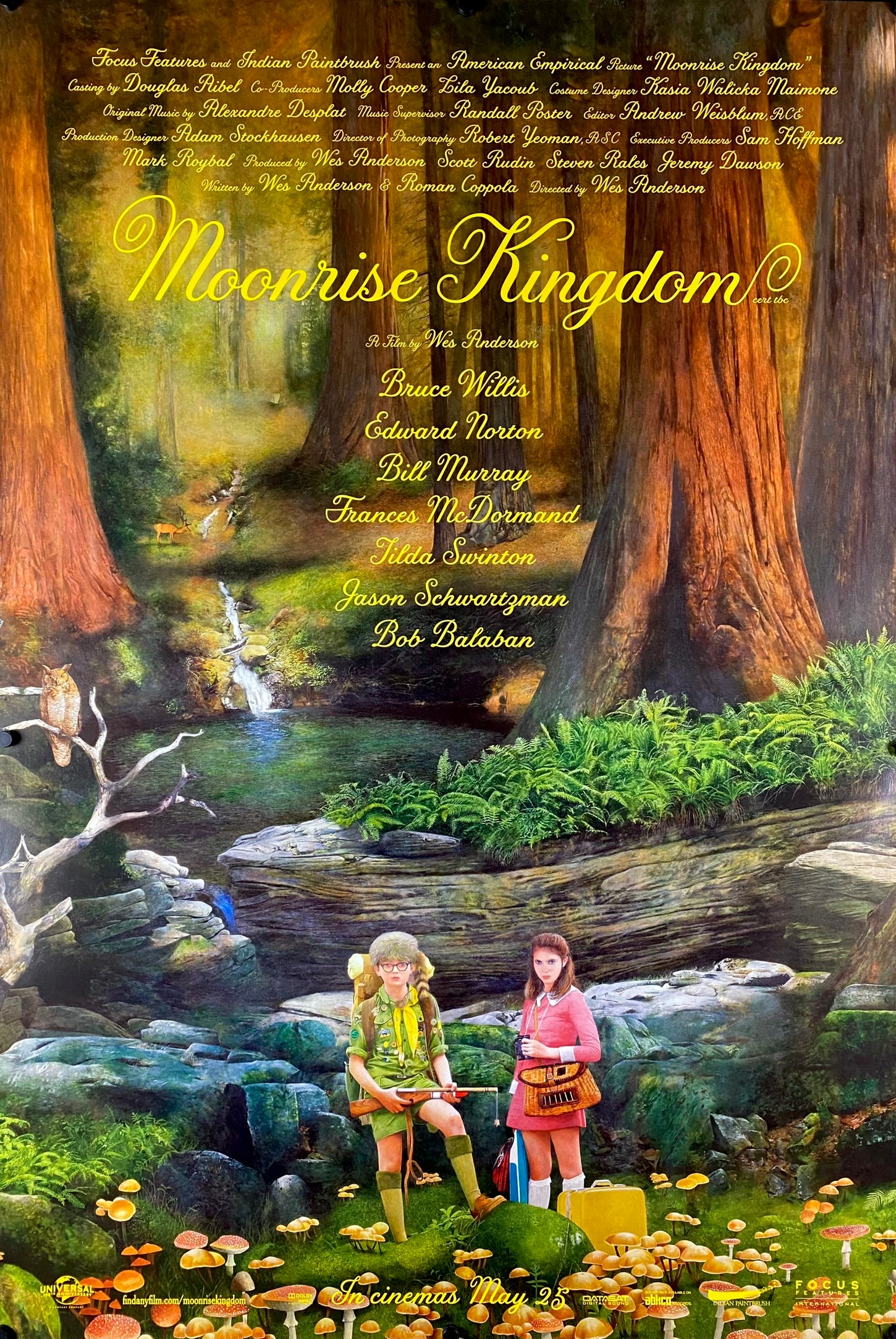 An original movie poster for the Wes Anderson film Moonrise Knogdom