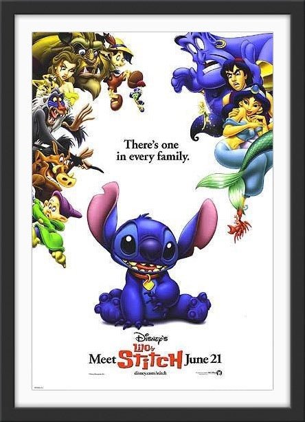 An original movie poster for the Disney film Lilo and Stitch