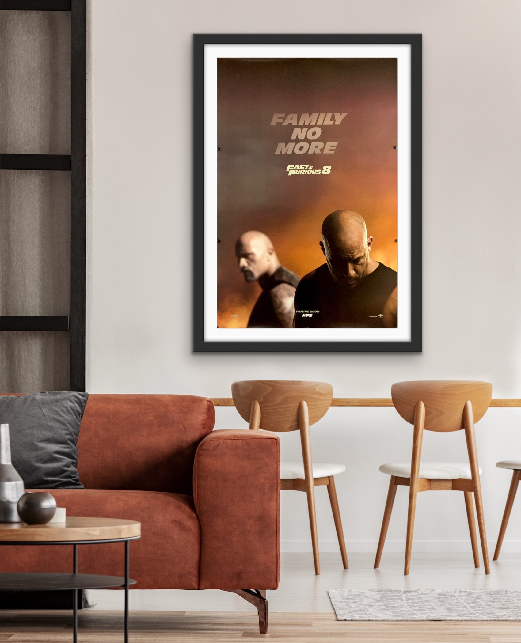 An original movie poster for the film The Fate of the Furious . Fast and Furious 8