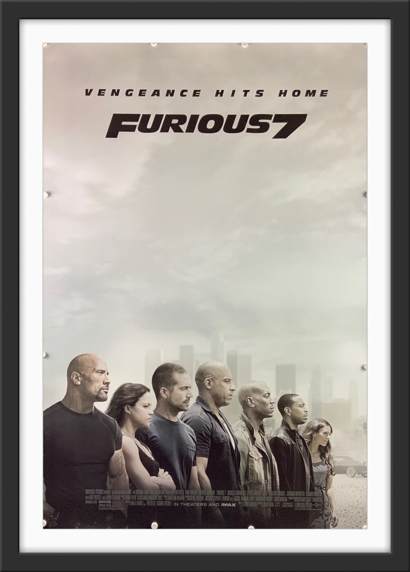 An original movie poster for the film Fast and Furious 7