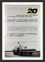 Load image into Gallery viewer, An original movie poster for the twentieth anniversary release of 2001&#39;s The Fast and the Furious