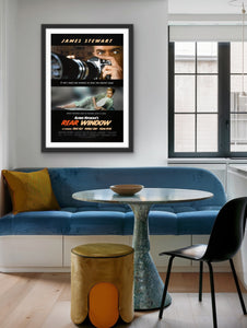An original movie poster for the Alfred Hitchcock film Rear Window