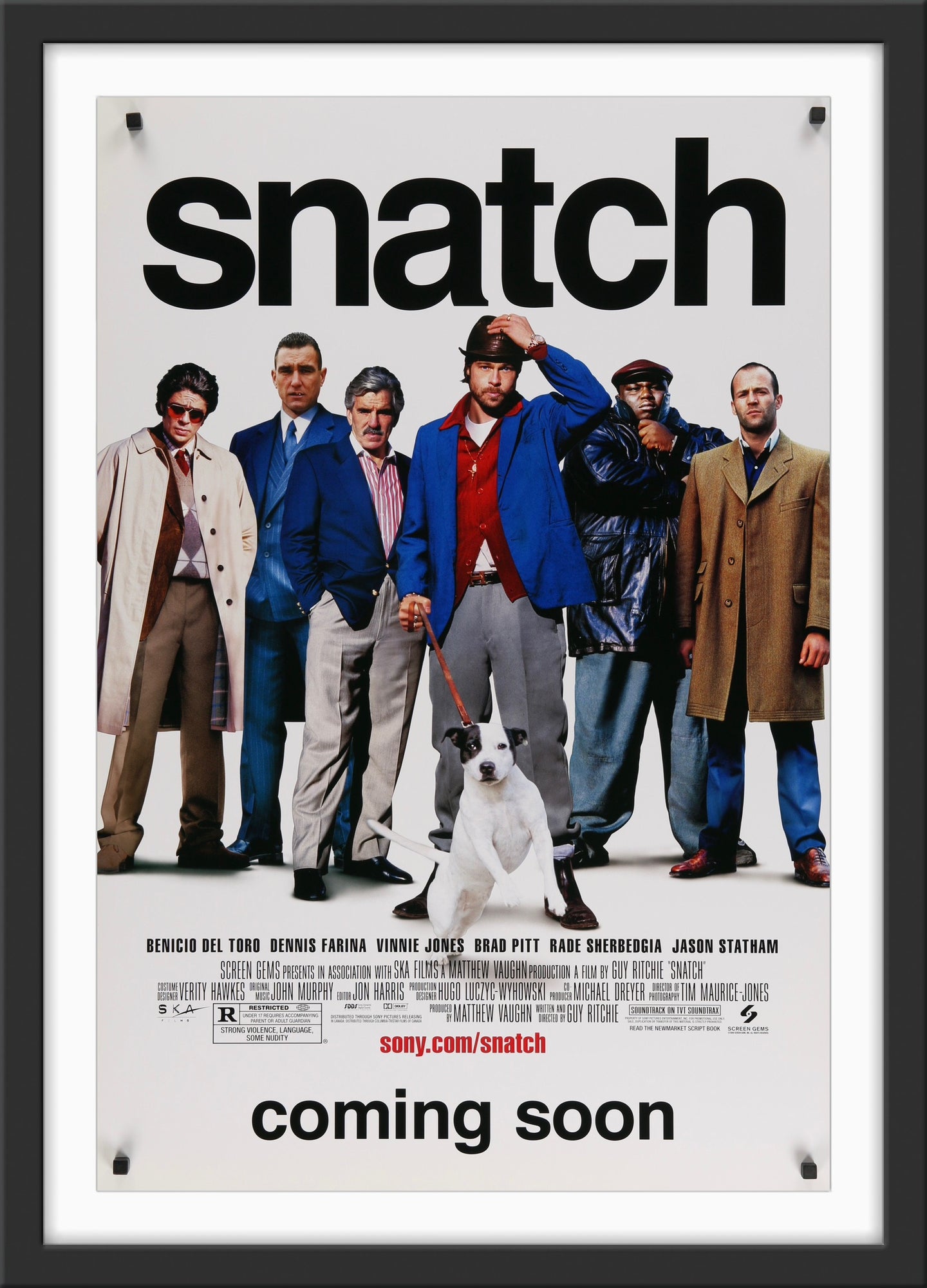 An original movie poster for the Guy Ritchie film Snatch