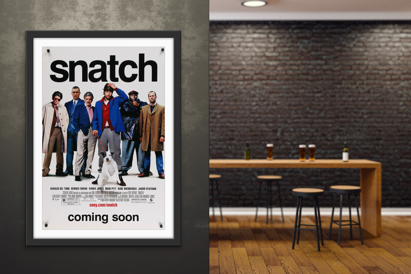 An original movie poster for the Guy Ritchie film Snatch