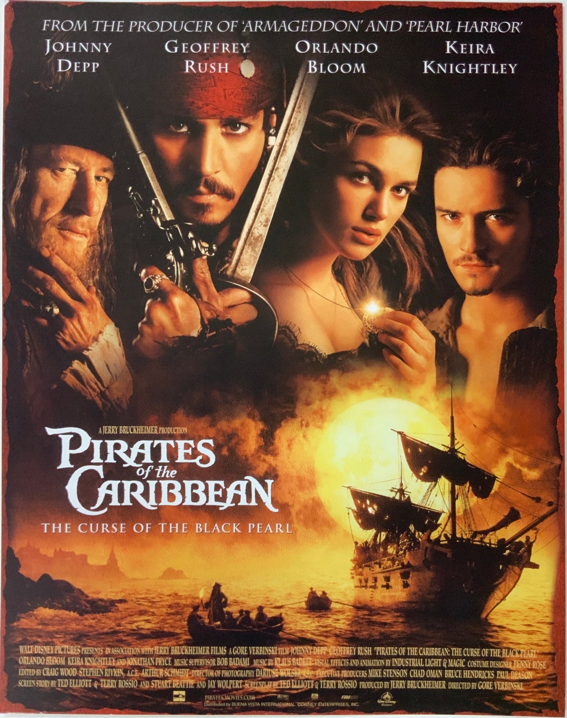 An original title lobby card for the film Pirates of the Caribbean: The Curse of the Black Pearl