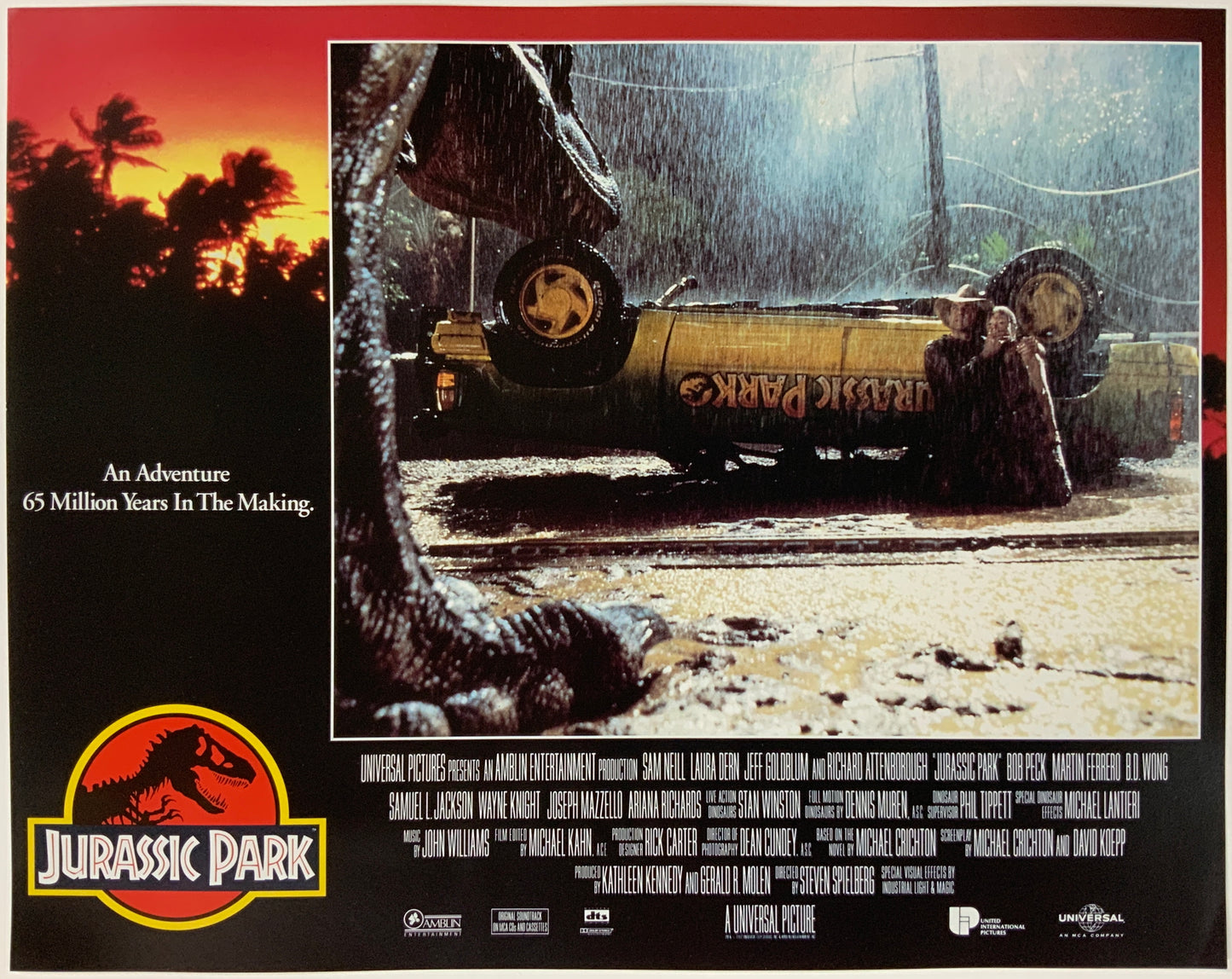 An original 11x14 lobby card for the Steven Spielberg film Jurassic Park