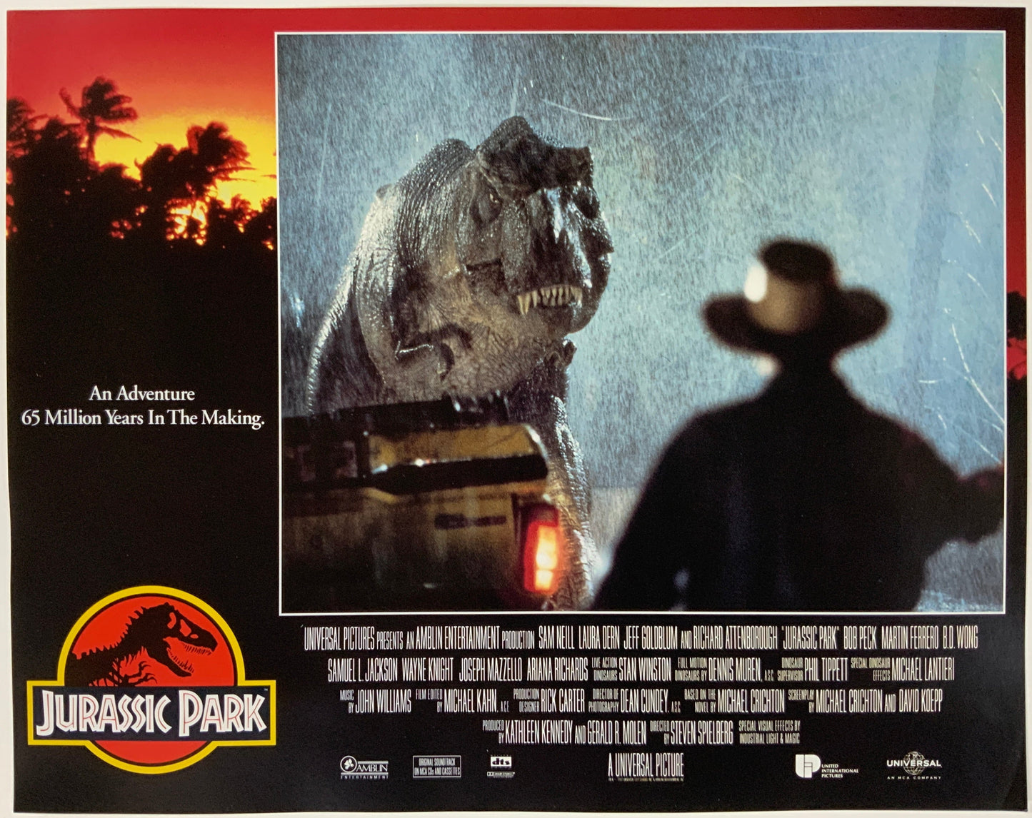 An original 11x14 lobby card for the Steven Spielberg film Jurassic Park